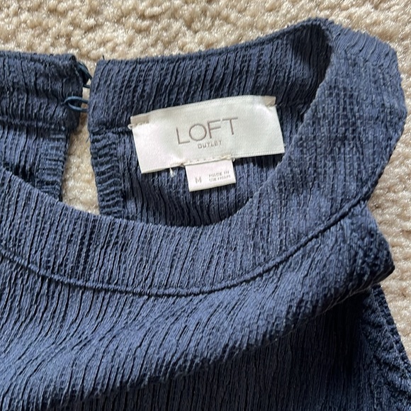 LOFT Dark Blue Textured Tank Top - Picture 2 of 3